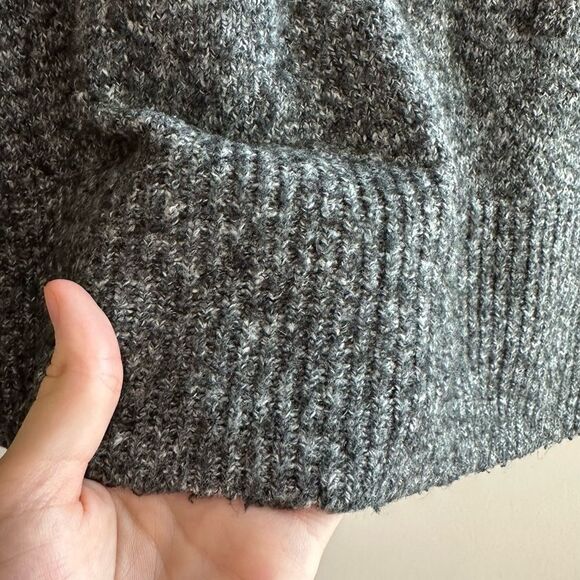 LOFT Marbled Grey Cowl Neck Sweater with Drawstring Tie, Size Medium - Picture 12 of 16